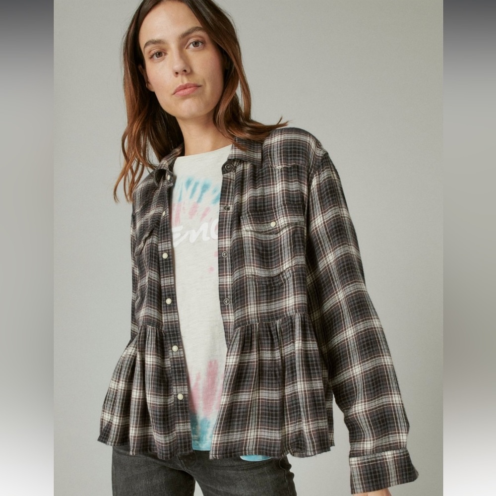 Lucky Brand Plaid Western Babydoll Shirt - NWT!